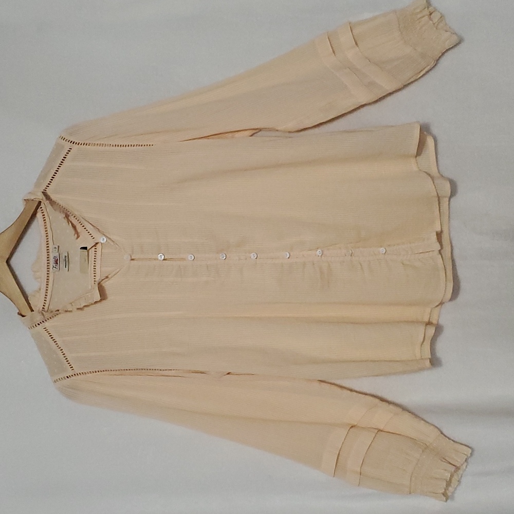 NWT Faherty Willa Peasants Button Down Blouse Size L